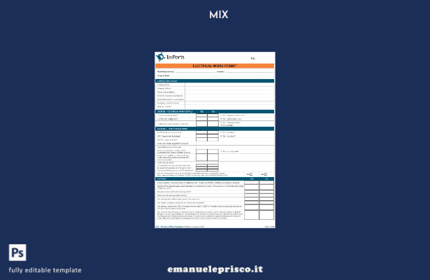 modello di permesso di lavoro elettrico TasPorts in stile verificato